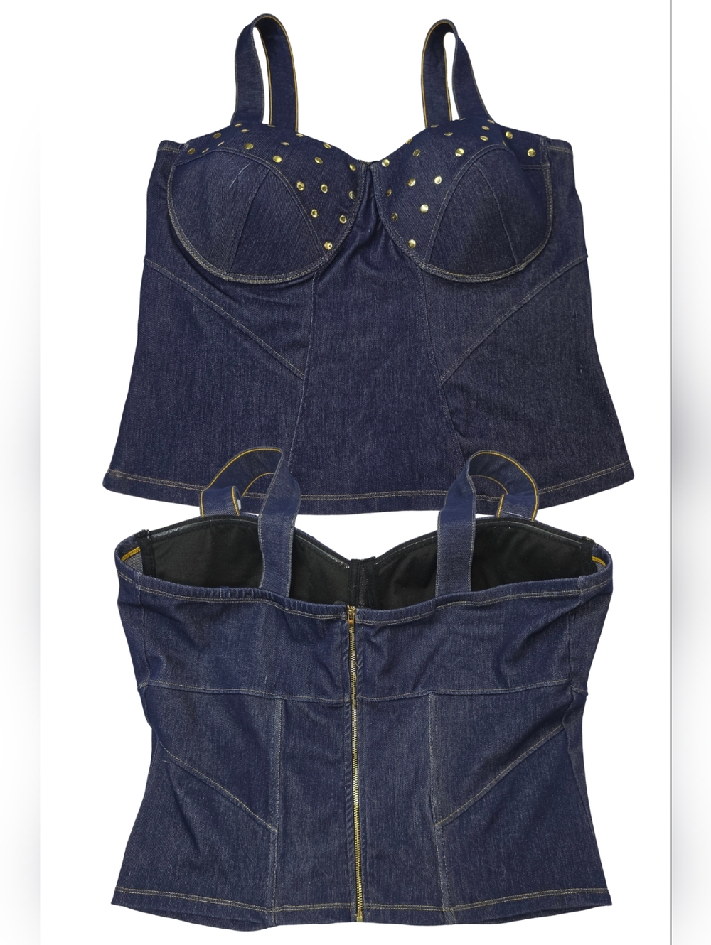 Dark Blue 2X Denim Bustier with Stud Detail 3642-CR - Picture 2 of 13